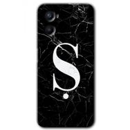 Oppo Reno 3 Siyah Mermer Desenli Ş Harfi Baskılı Uyumlu Silikon Kılıf