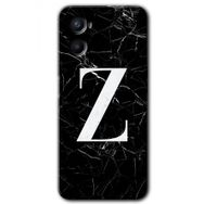 Oppo Reno 3 Siyah Mermer Desenli Z Harfi Baskılı Uyumlu Silikon Kılıf