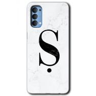 Oppo Reno 4 Beyaz Mermer Desenli Ş Harfi Baskılı Uyumlu Silikon Kılıf