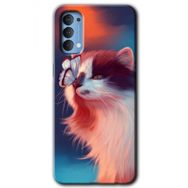 Oppo Reno 4 Cat Butterfly Baskılı Uyumlu Silikon Kılıf