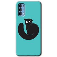 Oppo Reno 4 Cat Vector Baskılı Uyumlu Silikon Kılıf