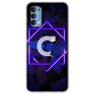 Oppo Reno 4 Dark Neon Yaprak Ç Harfi Baskılı Uyumlu Silikon Kılıf