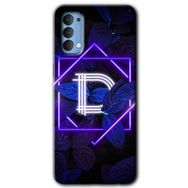 Oppo Reno 4 Dark Neon Yaprak D Harfi Baskılı Uyumlu Silikon Kılıf