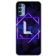 Oppo Reno 4 Dark Neon Yaprak L Harfi Baskılı Uyumlu Silikon Kılıf
