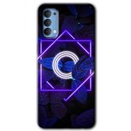Oppo Reno 4 Dark Neon Yaprak O Harfi Baskılı Uyumlu Silikon Kılıf