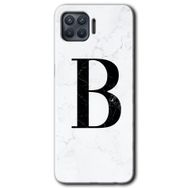 Oppo Reno 4 Lite Beyaz Mermer Desenli B Harfi Baskılı Uyumlu Silikon Kılıf