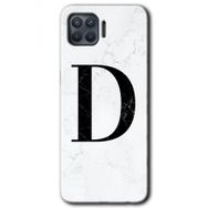 Oppo Reno 4 Lite Beyaz Mermer Desenli D Harfi Baskılı Uyumlu Silikon Kılıf