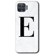 Oppo Reno 4 Lite Beyaz Mermer Desenli E Harfi Baskılı Uyumlu Silikon Kılıf