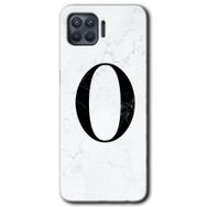 Oppo Reno 4 Lite Beyaz Mermer Desenli O Harfi Baskılı Uyumlu Silikon Kılıf