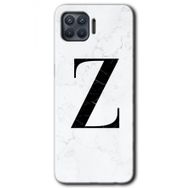 Oppo Reno 4 Lite Beyaz Mermer Desenli Z Harfi Baskılı Uyumlu Silikon Kılıf