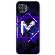 Oppo Reno 4 Lite Dark Neon Yaprak M Harfi Baskılı Uyumlu Silikon Kılıf