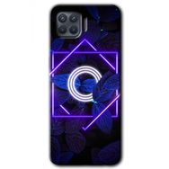 Oppo Reno 4 Lite Dark Neon Yaprak O Harfi Baskılı Uyumlu Silikon Kılıf