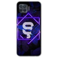 Oppo Reno 4 Lite Dark Neon Yaprak P Harfi Baskılı Uyumlu Silikon Kılıf