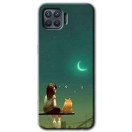 Oppo Reno 4 Lite Kedili Kız Baskılı Uyumlu Silikon Kılıf