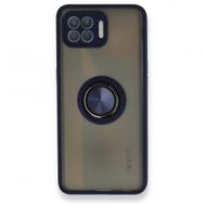 Oppo Reno 4 Lite Montreal Yüzüklü Silikon Kapak Lacivert Kılıf