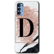 Oppo Reno 4 Pembe Mermer Desenli D Harfi Baskılı Uyumlu Silikon Kılıf