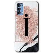 Oppo Reno 4 Pembe Mermer Desenli I Harfi Baskılı Uyumlu Silikon Kılıf