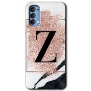 Oppo Reno 4 Pembe Mermer Desenli Z Harfi Baskılı Uyumlu Silikon Kılıf
