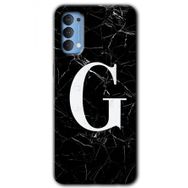 Oppo Reno 4 Siyah Mermer Desenli G Harfi Baskılı Uyumlu Silikon Kılıf