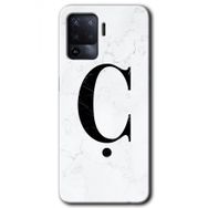 Oppo Reno 5 Lite Beyaz Mermer Desenli C Harfi Baskılı Uyumlu Silikon Kılıf