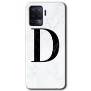 Oppo Reno 5 Lite Beyaz Mermer Desenli D Harfi Baskılı Uyumlu Silikon Kılıf