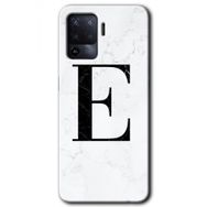 Oppo Reno 5 Lite Beyaz Mermer Desenli E Harfi Baskılı Uyumlu Silikon Kılıf