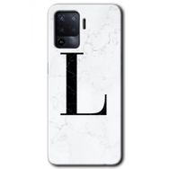 Oppo Reno 5 Lite Beyaz Mermer Desenli L Harfi Baskılı Uyumlu Silikon Kılıf
