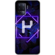 Oppo Reno 5 Lite Dark Neon Yaprak H Harfi Baskılı Uyumlu Silikon Kılıf
