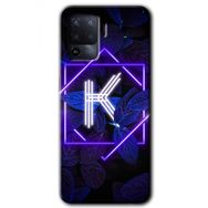 Oppo Reno 5 Lite Dark Neon Yaprak K Harfi Baskılı Uyumlu Silikon Kılıf