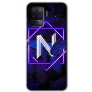 Oppo Reno 5 Lite Dark Neon Yaprak N Harfi Baskılı Uyumlu Silikon Kılıf