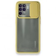 Oppo Reno 5 Lite Palm Buzlu Kamera Sürgülü Silikon Sarı Kılıf