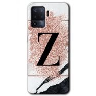 Oppo Reno 5 Lite Pembe Mermer Desenli Z Harfi Baskılı Uyumlu Silikon Kılıf