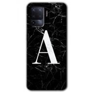 Oppo Reno 5 Lite Siyah Mermer Desenli A Harfi Baskılı Uyumlu Silikon Kılıf