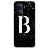 Oppo Reno 5 Lite Siyah Mermer Desenli B Harfi Baskılı Uyumlu Silikon Kılıf
