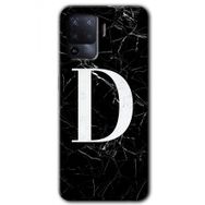 Oppo Reno 5 Lite Siyah Mermer Desenli D Harfi Baskılı Uyumlu Silikon Kılıf