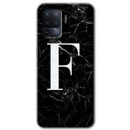 Oppo Reno 5 Lite Siyah Mermer Desenli F Harfi Baskılı Uyumlu Silikon Kılıf