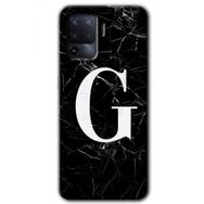 Oppo Reno 5 Lite Siyah Mermer Desenli G Harfi Baskılı Uyumlu Silikon Kılıf