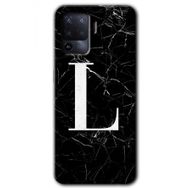 Oppo Reno 5 Lite Siyah Mermer Desenli L Harfi Baskılı Uyumlu Silikon Kılıf