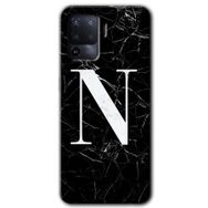 Oppo Reno 5 Lite Siyah Mermer Desenli N Harfi Baskılı Uyumlu Silikon Kılıf