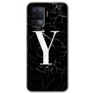 Oppo Reno 5 Lite Siyah Mermer Desenli Y Harfi Baskılı Uyumlu Silikon Kılıf