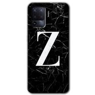 Oppo Reno 5 Lite Siyah Mermer Desenli Z Harfi Baskılı Uyumlu Silikon Kılıf
