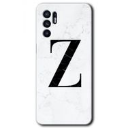 Oppo Reno 6 Beyaz Mermer Desenli Z Harfi Baskılı Uyumlu Silikon Kılıf