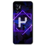 Oppo Reno 6 Dark Neon Yaprak H Harfi Baskılı Uyumlu Silikon Kılıf