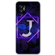 Oppo Reno 6 Dark Neon Yaprak J Harfi Baskılı Uyumlu Silikon Kılıf