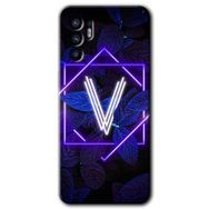 Oppo Reno 6 Dark Neon Yaprak V Harfi Baskılı Uyumlu Silikon Kılıf