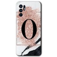 Oppo Reno 6 Pembe Mermer Desenli Ö Harfi Baskılı Uyumlu Silikon Kılıf