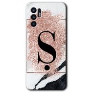 Oppo Reno 6 Pembe Mermer Desenli Ş Harfi Baskılı Uyumlu Silikon Kılıf