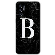 Oppo Reno 6 Siyah Mermer Desenli B Harfi Baskılı Uyumlu Silikon Kılıf