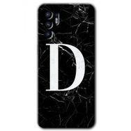 Oppo Reno 6 Siyah Mermer Desenli D Harfi Baskılı Uyumlu Silikon Kılıf