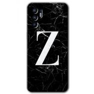 Oppo Reno 6 Siyah Mermer Desenli Z Harfi Baskılı Uyumlu Silikon Kılıf